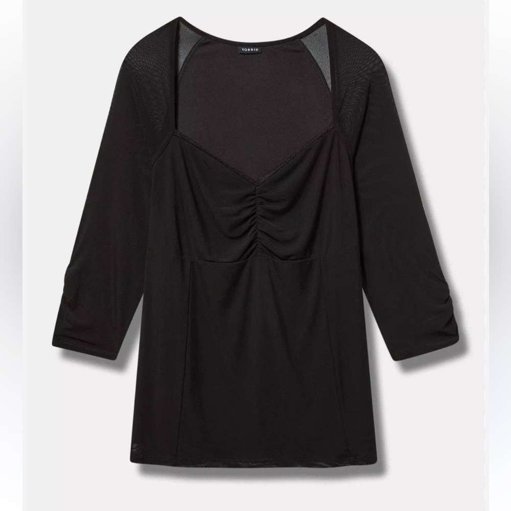 NWT Torrid mesh sweetheart baby doll black long sleeve